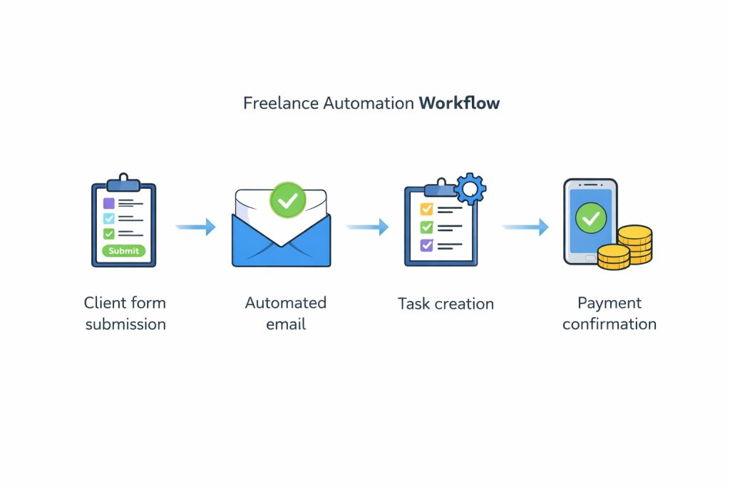 example of an automated freelance workflow from lead to delivery