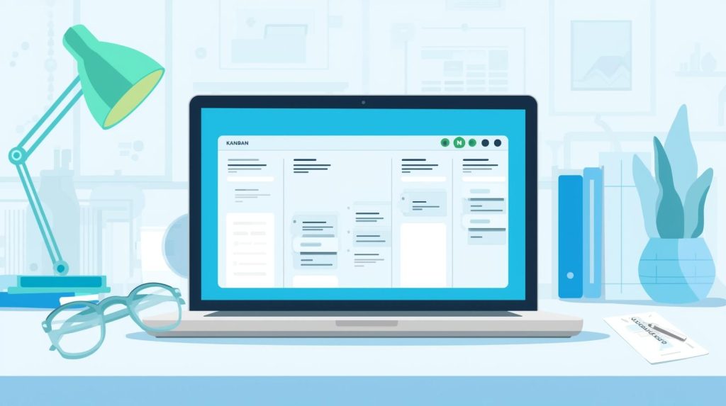 Kanban board and project workflow illustration showing tasks moving from To-Do to Done for freelancers